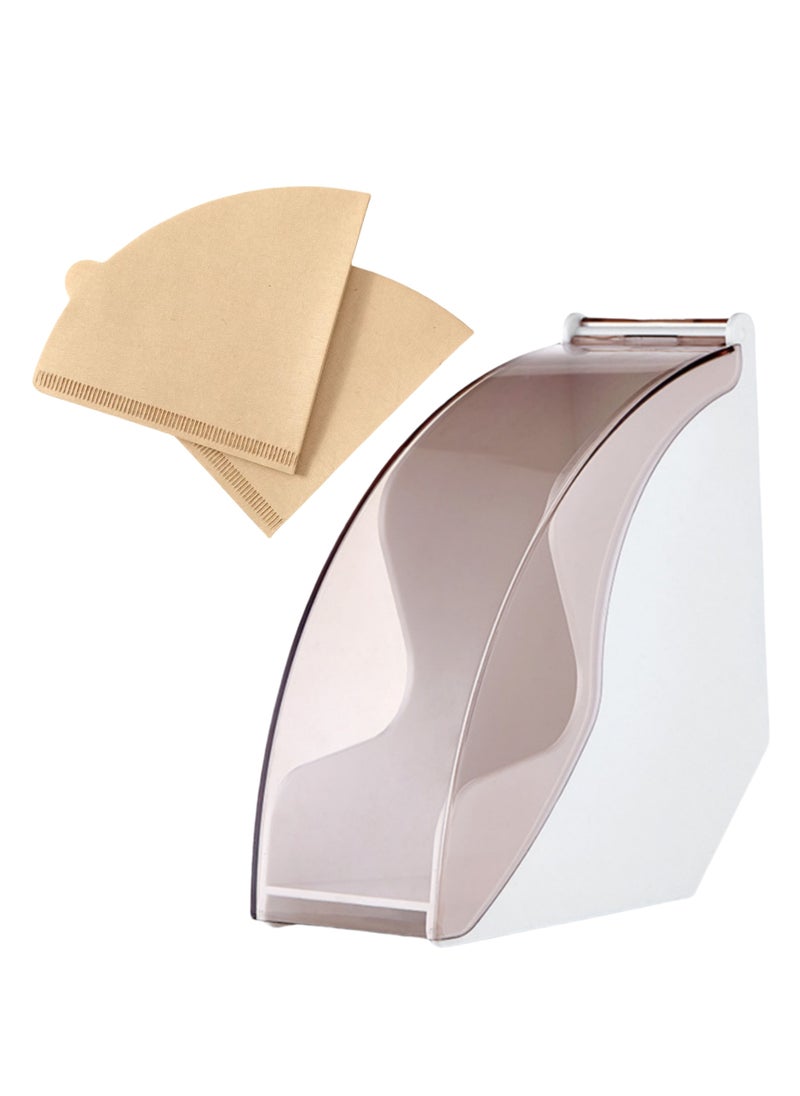 NOVOLAN - NOVOLAN Coffee Filter Paper Box, Acrylic Dustproof Coffee Bar Filter Storage Holder, Fits V-Shape & Fan-Shape Filters, Moisture-Proof, Large Capacity Holds 200 Filters, Comes 40 Coffee Filters (white) - Image 1