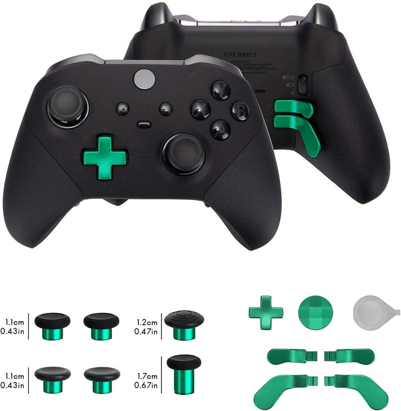 marspell 13 in 1 Metal Thumbsticks for Xbox One Elite Series 2 Controller, Elite Series 2 Core Controller Accessories Replacement Parts, Metal Mod 6 Swap Joysticks, 4 Paddles, 2 D-Pads, 1 Tool(Green) - Image 2
