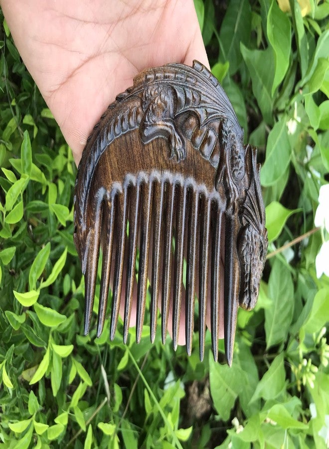 Handicraftviet Hand-Carved Wooden Hair Comb, Wooden Viking Comb for Men's Hair, Beard, and Mustache, Unique for Dad; Viking Gifts for Dad and Grandpa - Dragon comb - Image 4