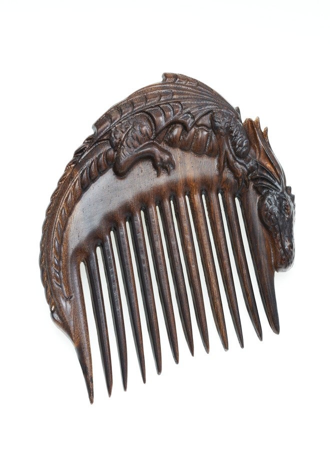 Handicraftviet Hand-Carved Wooden Hair Comb, Wooden Viking Comb for Men's Hair, Beard, and Mustache, Unique for Dad; Viking Gifts for Dad and Grandpa - Dragon comb - Image 1