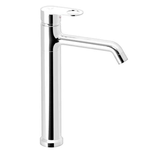 Pixaflo Brass Extended Hot & Cold Single Lever Basin Mixer Tall Boy with 24 inches Long Braided Hoses, Chrome (Admix) - Image 1