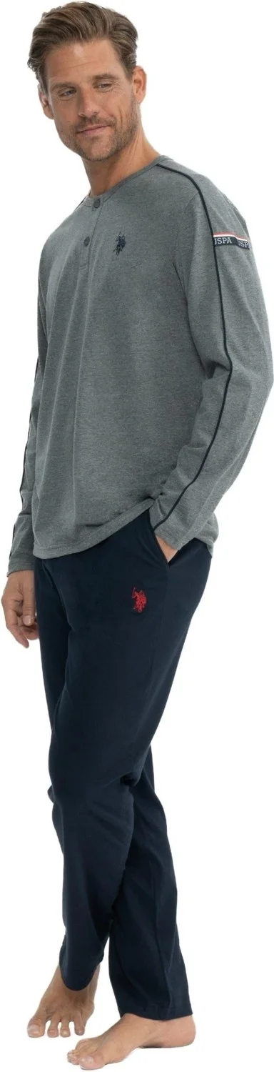 U.S. Polo Assn. Men's Anthracite Melange Plaid Pajama Set