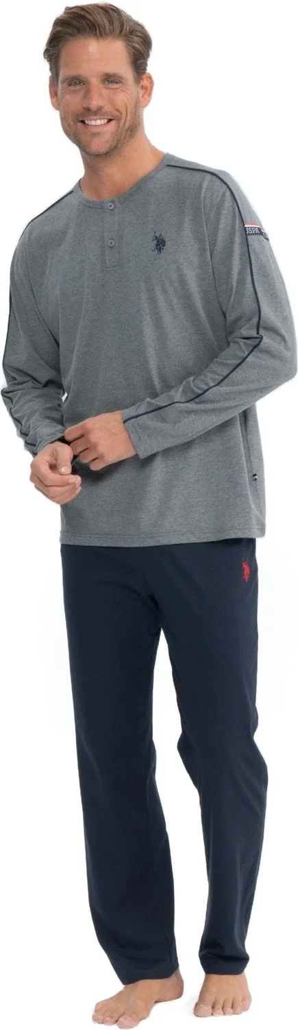U.S. Polo Assn. Men's Anthracite Melange Plaid Pajama Set