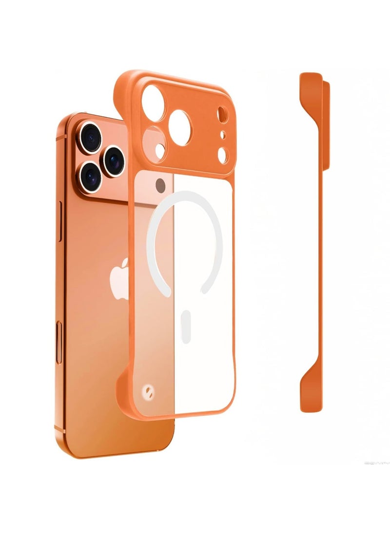 X-level Case Cover for iPhone 17 Pro Compatible with MagSafe, Clear Matte Ultra-Thin Bumper Frameless Borderless Design with Finger Loop Full Camera Protection for Women Men, Orange - Image 1