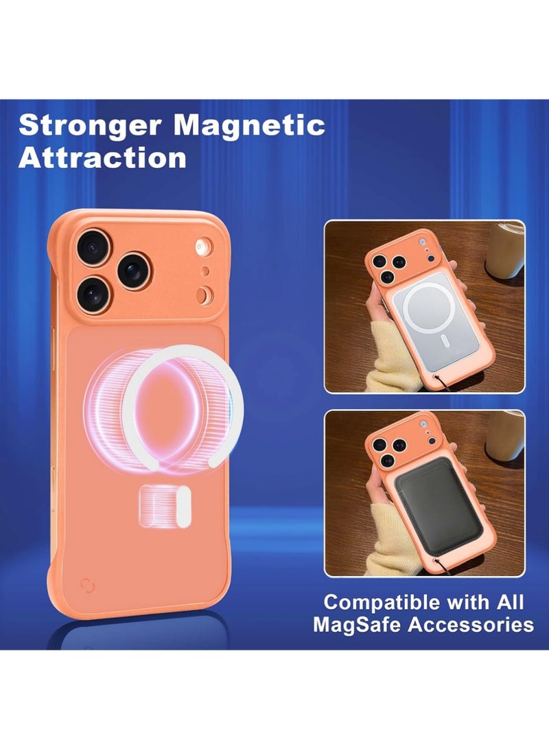 X-level Case Cover for iPhone 17 Pro Compatible with MagSafe, Clear Matte Ultra-Thin Bumper Frameless Borderless Design with Finger Loop Full Camera Protection for Women Men, Orange - Image 4