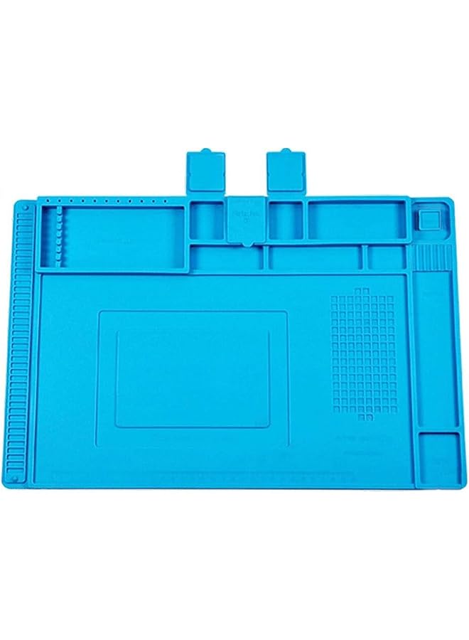 إيروريكس حصيرة لحام مغناطيسية كبيرة من السيليكون مقاومة للحرارة، حصيرة طاولة عمل للهواتف المحمولة وأجهزة الكمبيوتر المحمولة ومدافع الحرارة من مكواة اللحام مقاس 11.8 بوصة × 17.7 بوصة (أزرق) - Image 4