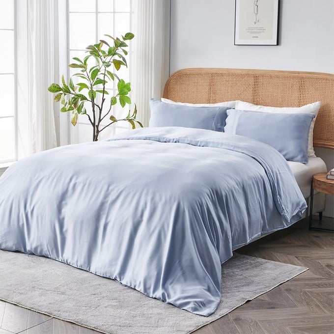 AIRYWEIGHT TENCEL DUVET COVER 100 LYOCELL DERIVED FROM EUCALYPTUS BUTTERY SOFT BEST COOLING SHEETS BY ARCHITECTURAL DIGEST SKY FULLQUEEN 90X90