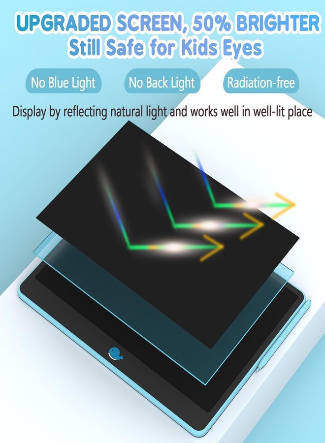 hockvill لوحة كتابة هوكفيل LCD للأطفال 16 بوصة، ألعاب للبنات والأولاد، لوحة رسم للأطفال من سن 3 إلى 8 سنوات، لوحة رسم مغناطيسية للأطفال الصغار، مستلزمات السفر، هدية مثالية لأعياد الميلاد والكريسماس (أزرق) - Image 4