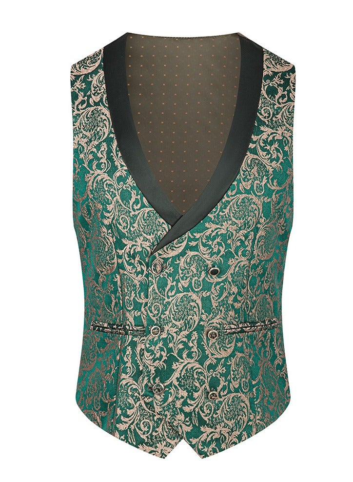 Shougu Three Piece Suit Wedding Jacquard Suit Set - Image 2