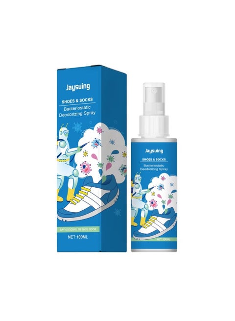 Shoes & Socks Bacteriostatic Deodorizing Spray 100ml, Shoe Odor Eliminator Spray, Antibacterial Spray Shoe and Socks Freshener, Muti Purpose Foot Odor for Shoes Sneakers Boots Sandals
