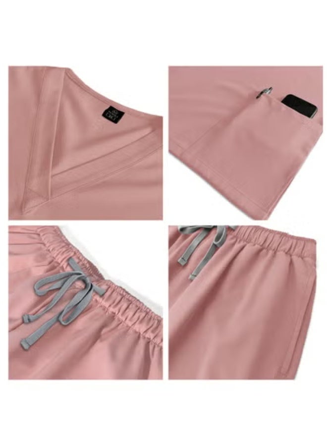 Generic Summer Doctor and Nurse Work Uniform Beauty Hospital Pet Dental Operating Room Washing Clothes Set (Pink)  - Image 5