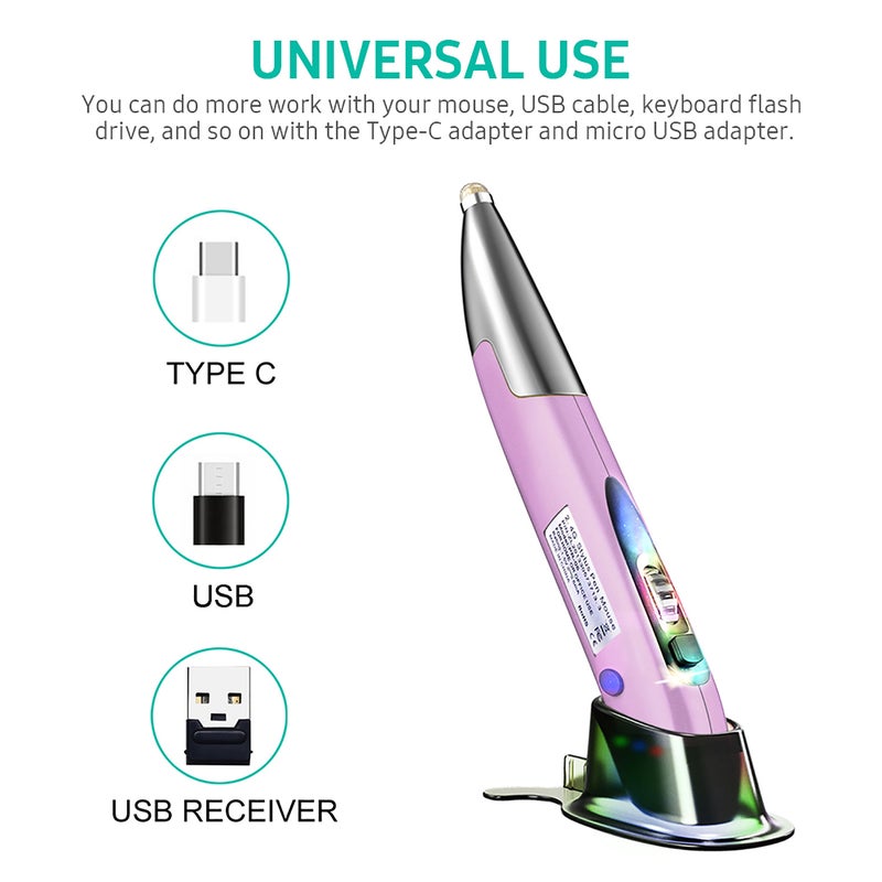 2.4GHz Optical Pen Left& Right Hands Rechargeable Wireless Optical Pocket Pen Wireless Dual Right Keys Grey - Image 3