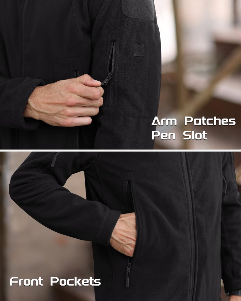 MAGCOMSEN Hoodies for Men Fleece Lined Tactical Jackets Mens Fleece Jackets Work Jacket Mens Jacket Outdoor Black L - Image 4
