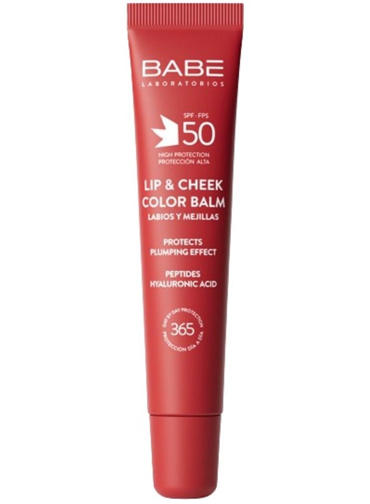 Babe Laboratorios Babé Lip and Cheek Color Balm SPF50 Plumping Effect Red 20ml - Image 1