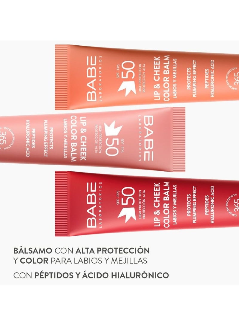 Babe Laboratorios Babé Lip and Cheek Color Balm SPF50 Plumping Effect Red 20ml - Image 3