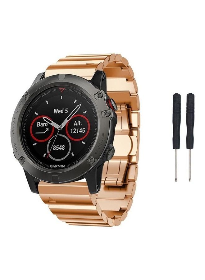 NIBEMINENT Stainless Steel Strap For Garmin Fenix 6X Rose Gold - Image 1