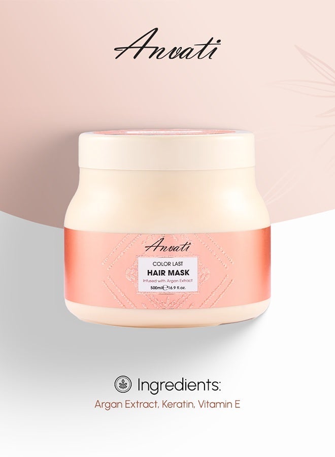 Anvati Color Last Hair Mask with Argan Oil, Vitamin E & Coconut Oil – Deep Nourishment & Shine for Color-Treated Hair – Moisturizing, Repairing & Strengthening Formula – 500ml - Image 3