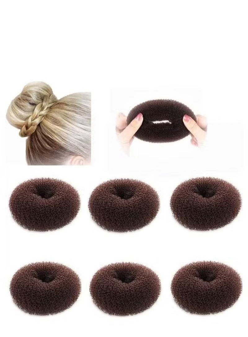 6 Pcs Donut Extra Small Hair Bun Maker for Kids Hair Donut Sock Bun Form for Girls Mini Hair Doughnut Shaper for Short and Thin Hair (Small Size 2 Inch,Dark Brown) - Image 1