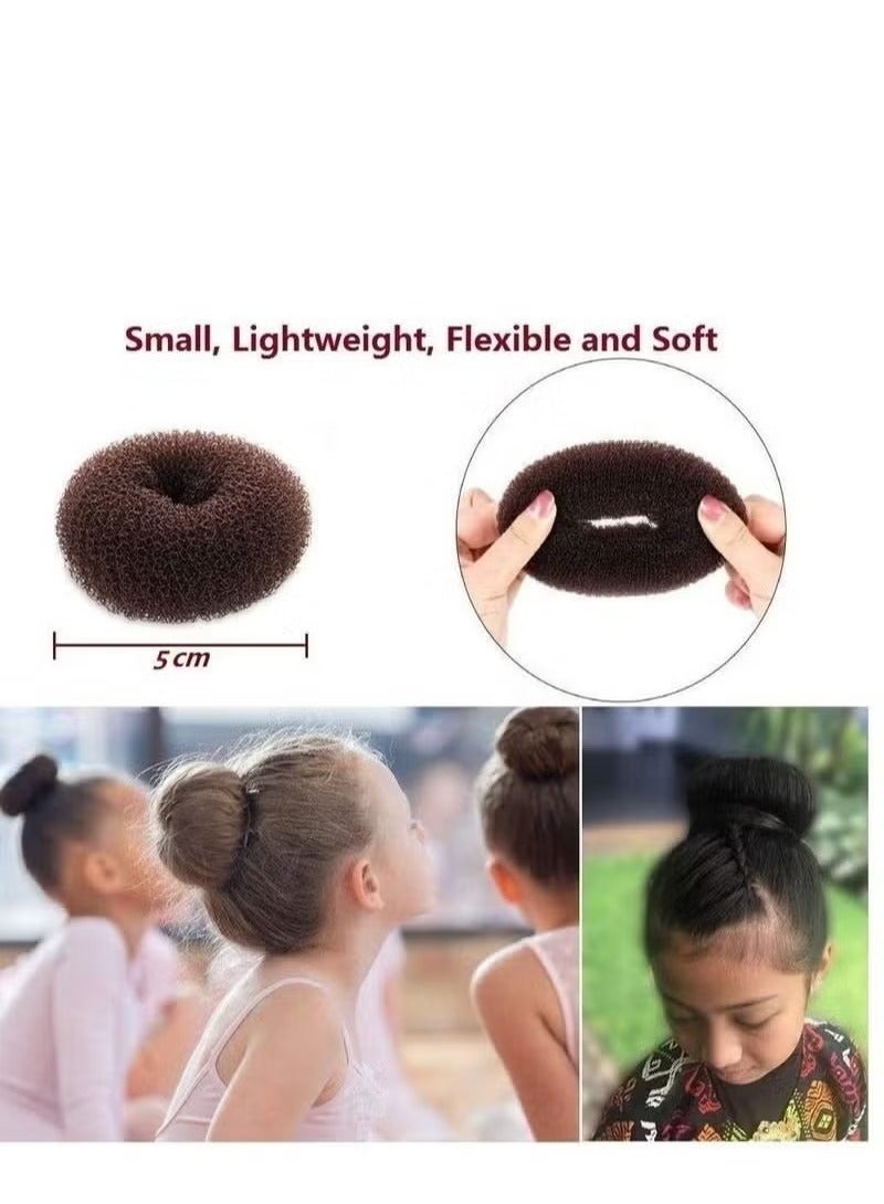 6 Pcs Donut Extra Small Hair Bun Maker for Kids Hair Donut Sock Bun Form for Girls Mini Hair Doughnut Shaper for Short and Thin Hair (Small Size 2 Inch,Dark Brown) - Image 3