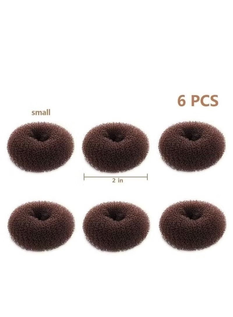 6 Pcs Donut Extra Small Hair Bun Maker for Kids Hair Donut Sock Bun Form for Girls Mini Hair Doughnut Shaper for Short and Thin Hair (Small Size 2 Inch,Dark Brown) - Image 4