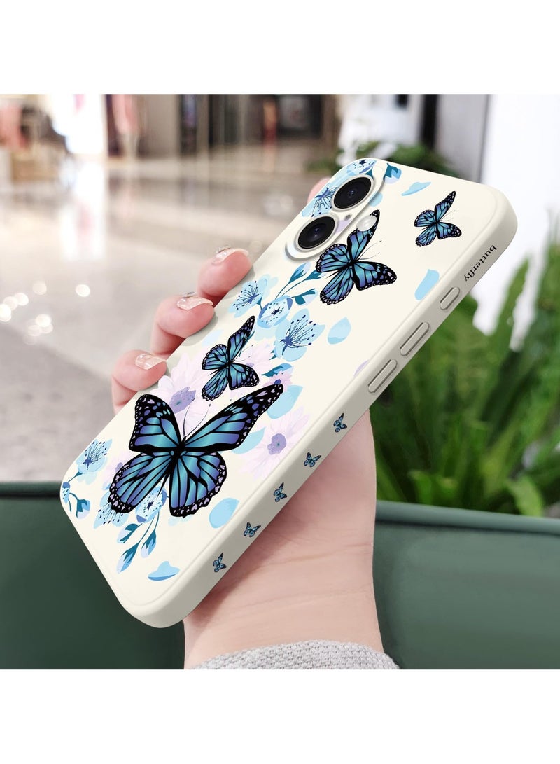 for iPhone 16 Plus Case Anti Scratch Microfiber Lining Phone Cover Silicone Ultra Slim Case for iPhone 16 Plus 6.7 inch-Aurora Butterfly White - Image 4