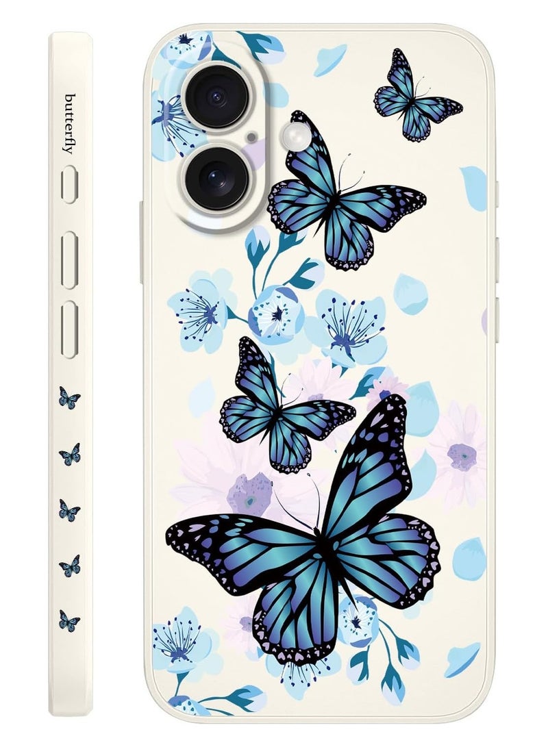 for iPhone 16 Plus Case Anti Scratch Microfiber Lining Phone Cover Silicone Ultra Slim Case for iPhone 16 Plus 6.7 inch-Aurora Butterfly White - Image 1