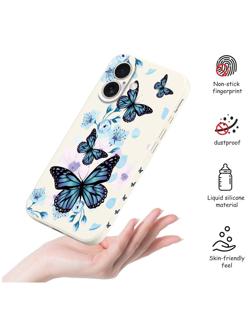 for iPhone 16 Plus Case Anti Scratch Microfiber Lining Phone Cover Silicone Ultra Slim Case for iPhone 16 Plus 6.7 inch-Aurora Butterfly White - Image 5