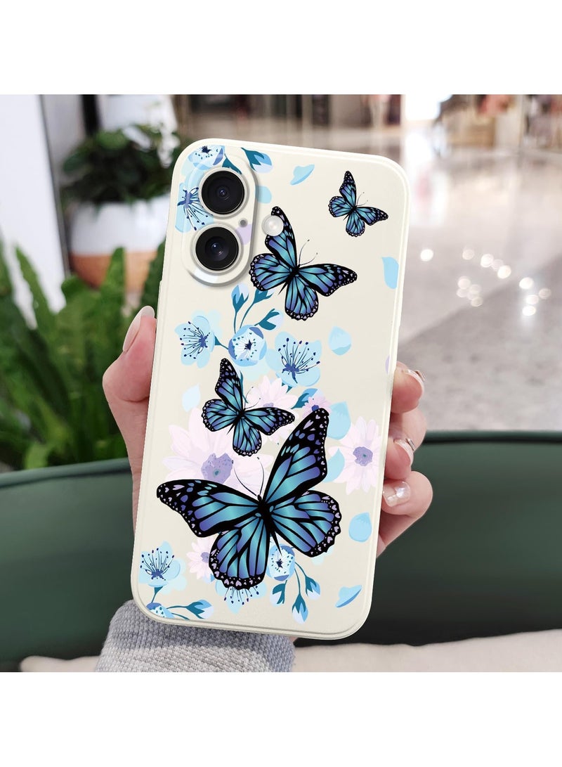 for iPhone 16 Plus Case Anti Scratch Microfiber Lining Phone Cover Silicone Ultra Slim Case for iPhone 16 Plus 6.7 inch-Aurora Butterfly White - Image 3