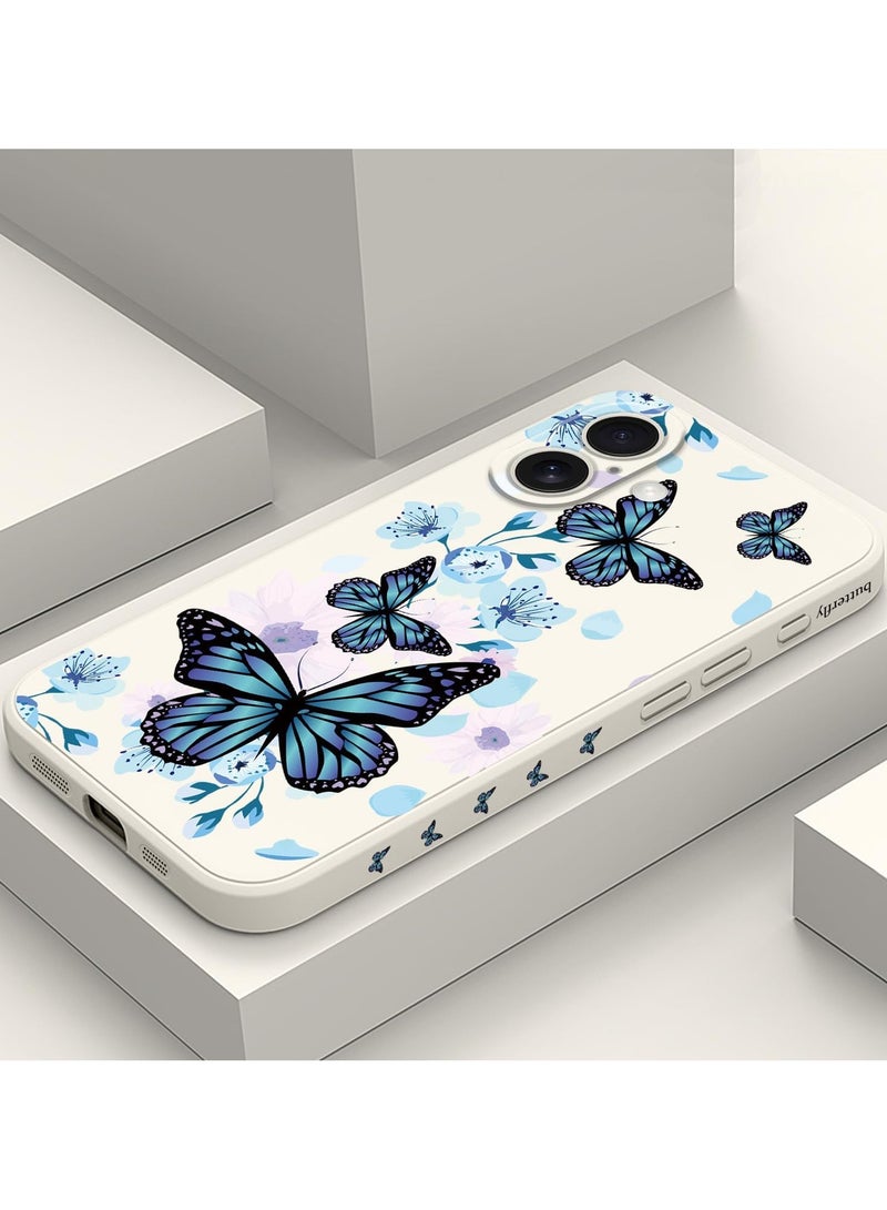 for iPhone 16 Plus Case Anti Scratch Microfiber Lining Phone Cover Silicone Ultra Slim Case for iPhone 16 Plus 6.7 inch-Aurora Butterfly White - Image 2