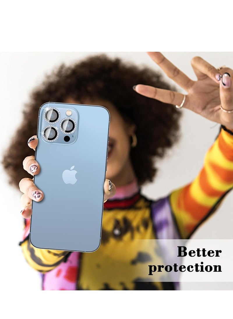 Raxoom "Blue Diamond Tempered Glass Lens Protector for iPhone 16 Pro/Pro Max â€“ Glamorous Automatic Alignment with Glitter Film Stickers" - Image 5