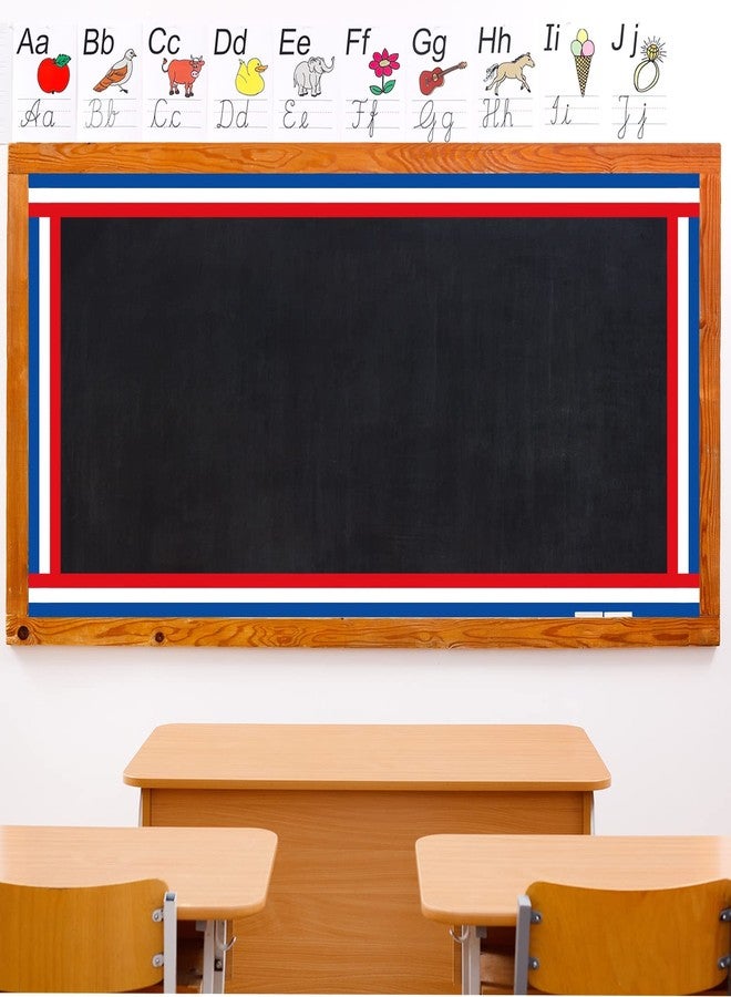 Whaline Patriotic Bulletin Board Borders Red Blue White Die-Cut Striped 32.8ft x 3in Classic Decorative Borders for Classroom Office Party 4th of July - Image 4