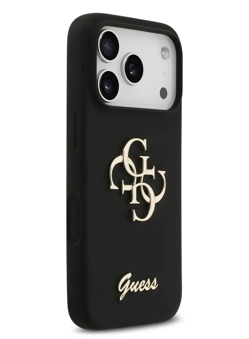جس غطاء حماية / جراب سيليكون لهاتف iPhone 17 Pro Max مزود بتقنية 4G وشعار Script - أسود