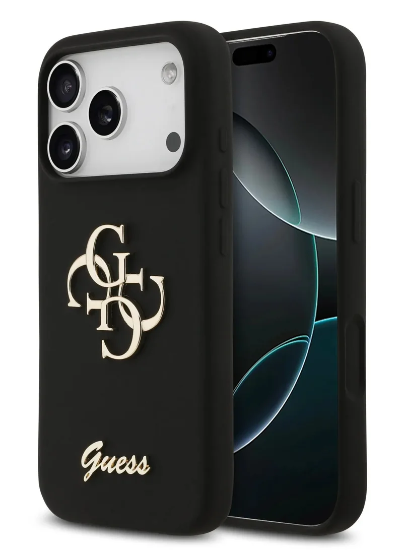 جس غطاء حماية / جراب سيليكون لهاتف iPhone 17 Pro Max مزود بتقنية 4G وشعار Script - أسود