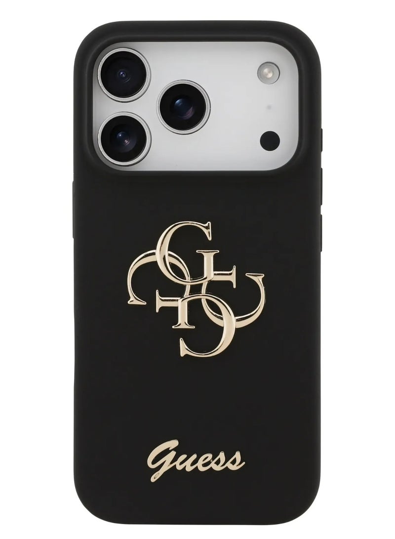 GUESS iPhone 17 Pro Max Case Cover / Silicone Case With 4G & Script Logo - Black - Image 1