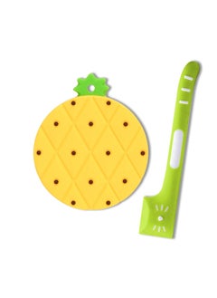 Excefore Dog and Cat Food Can Lids And Spoon, Pet Can Cover and Spoon Set for Pet Food Cans, Food Safe, BPA Free & Dishwasher Safe, Universal Size Can Caps Lids, Pineapple  - Image 1