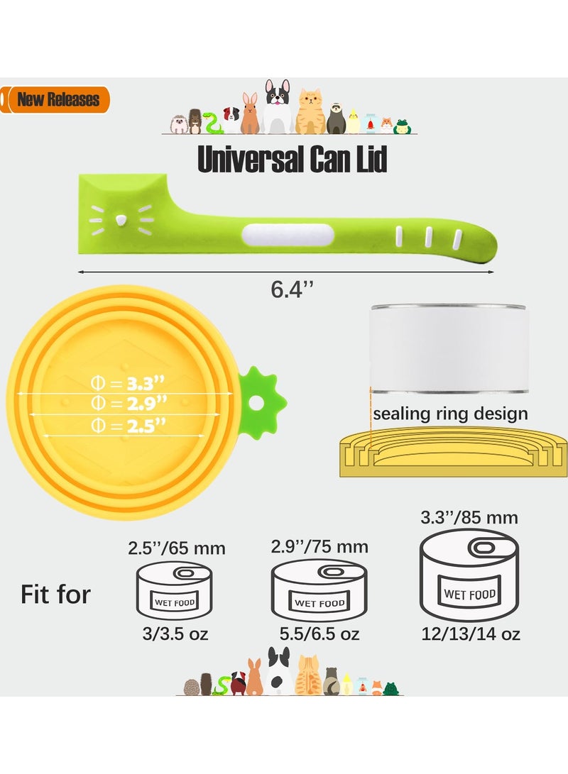 Excefore Dog and Cat Food Can Lids And Spoon, Pet Can Cover and Spoon Set for Pet Food Cans, Food Safe, BPA Free & Dishwasher Safe, Universal Size Can Caps Lids, Pineapple - Image 3