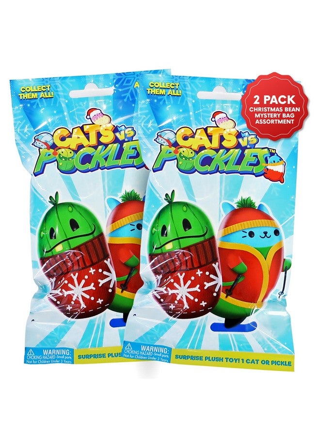 Cats vs Pickles 2pk Christmas Bean Mystery Bags - 4 Inch Surprise Bean Filled Plushies - Stocking Stuffers - Blind Bags for Girls and for Boys - Collectibles - Mystery Bag for Kids & Adults - 2 Pack - Image 1