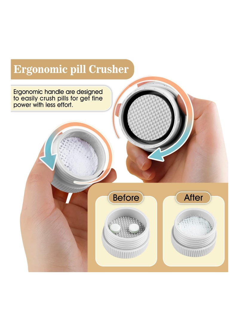 SYOSI - Pill Cutter Splitter, Pill Crusher for Small Pills or Large, 4-in-1 Pill Cutter Crushes Pills, Vitamins, Tablets, Stainless Steel Blade, Removable Drinking Cup (White), Pill Crusher for Pills - Image 1