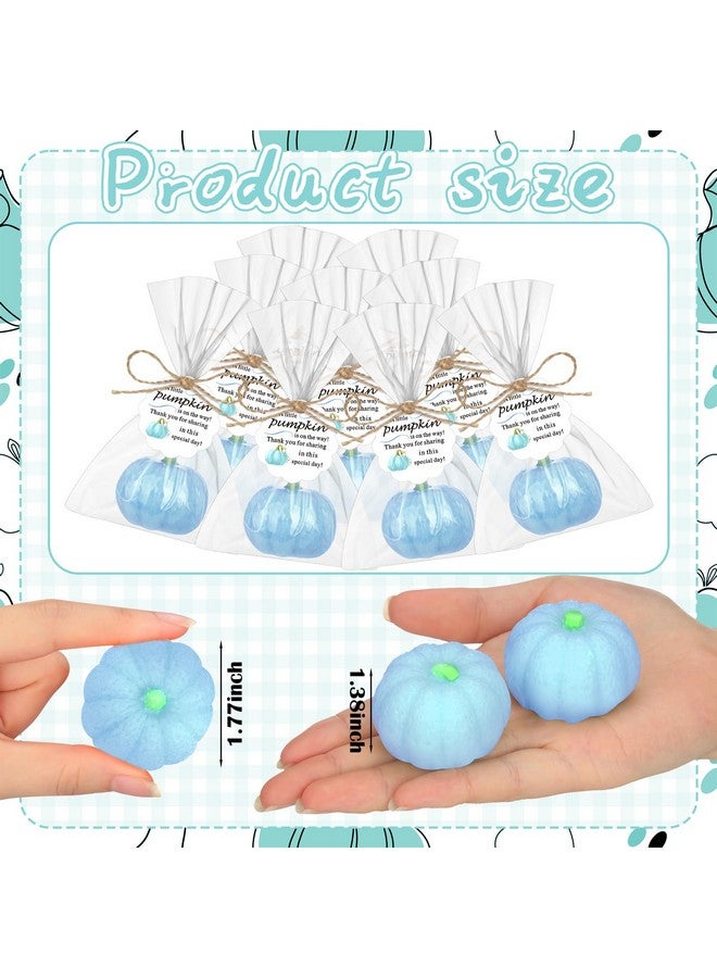 Demissle 20 Sets Pumpkin Baby Shower Favors 20 Mini Pumpkin Soap 20 Thanks Cards 20 Gift Bags with String for Fall Thanksgiving Bridal Shower Wedding Autumn Party Decorations Guest Gifts (Blue) - Image 2