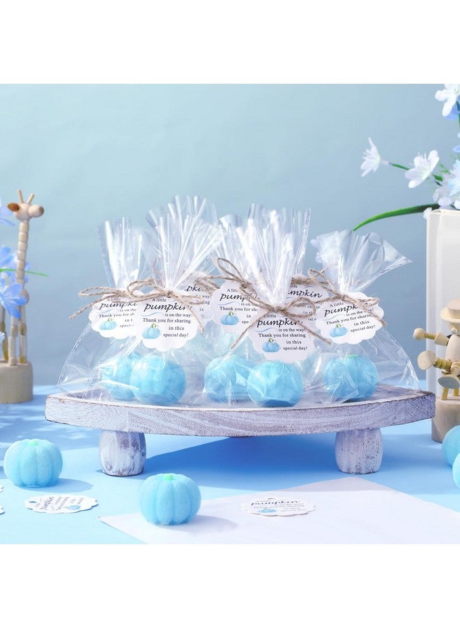 Demissle 20 Sets Pumpkin Baby Shower Favors 20 Mini Pumpkin Soap 20 Thanks Cards 20 Gift Bags with String for Fall Thanksgiving Bridal Shower Wedding Autumn Party Decorations Guest Gifts (Blue) - Image 4