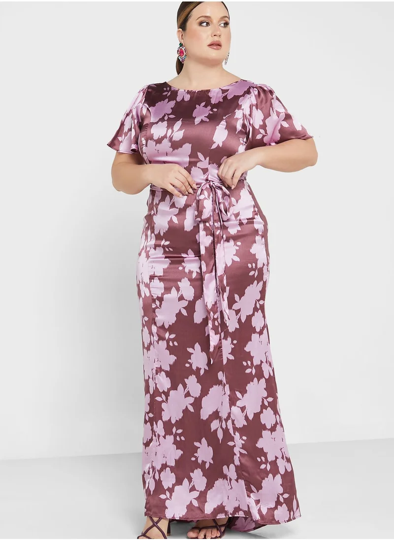 Anaya with Love Curve Printed Scoop Back Dress