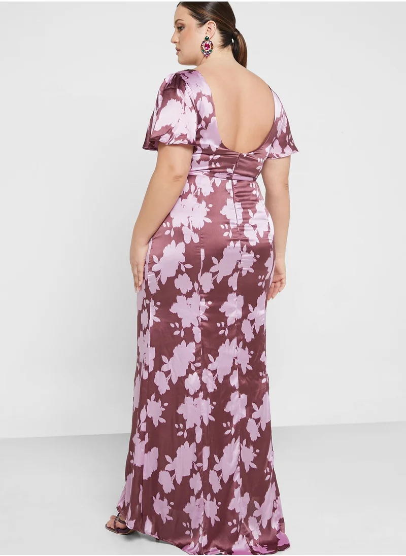 Anaya with Love Curve Printed Scoop Back Dress