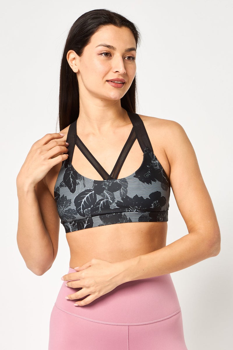 Body Language Women Brand Logo Non Padded Sports Bra, Black - Image 1