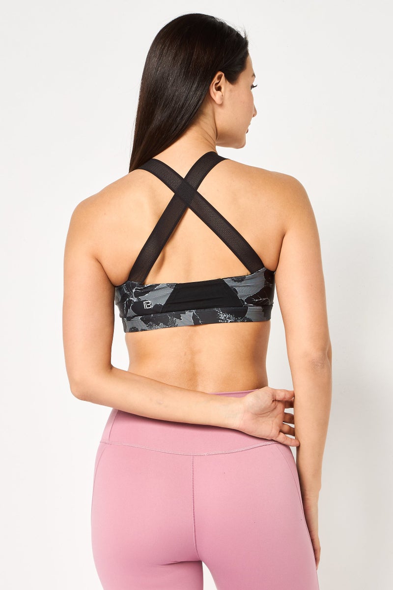 Body Language Women Brand Logo Non Padded Sports Bra, Black - Image 4