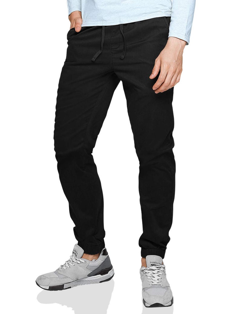 Match Mens Loose Fit Chino Washed Jogger Pant 30 6535 Black