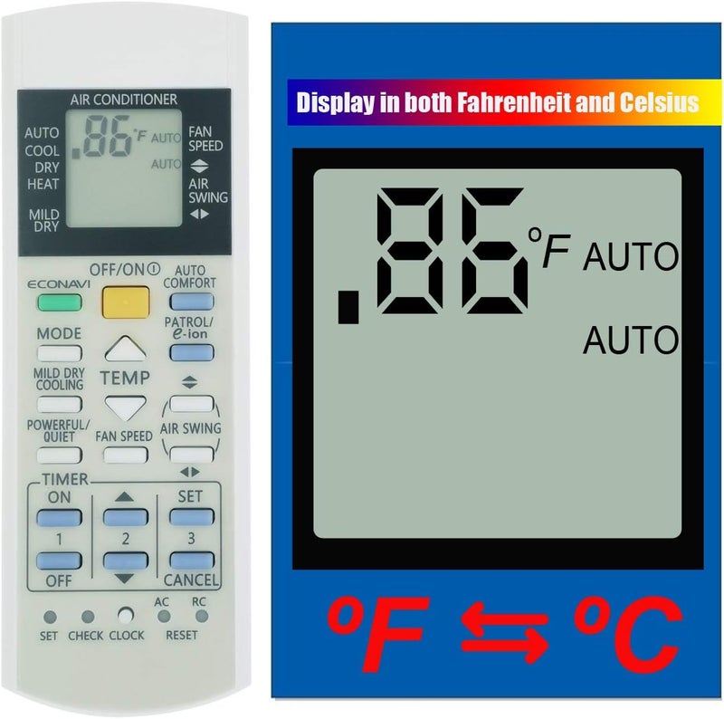 RCECAOSHAN Replacement for Panasonic Air Conditioner Remote Control CS-E12RKUAW CS-E9RKUAW CS-ME5RKUA CS-ME7RKU CS-ME7RKUA CS-E12RKUA CS-E9RKUA - Image 2