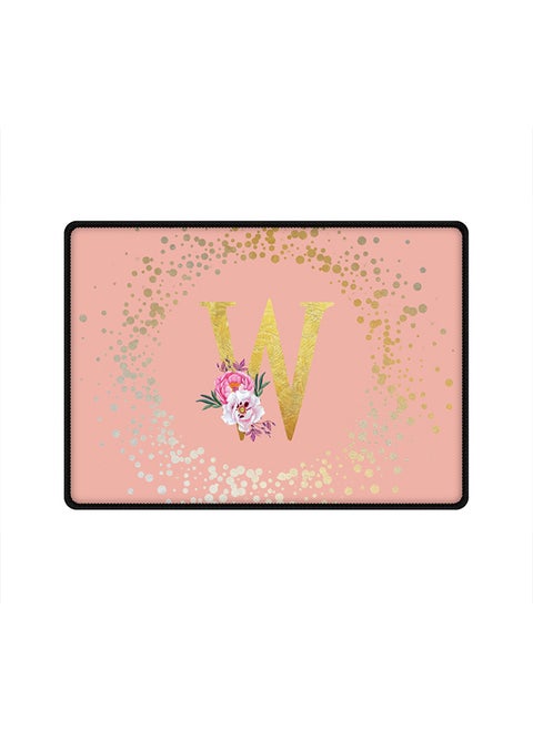 Designer Gaming Mouse Pad Anti-Skid Mousepad Large Keyboard Mouse Pad Desk Mat Custom Monogram Initial Letter Floral Pattern Alphabet - W(Rose Pink)