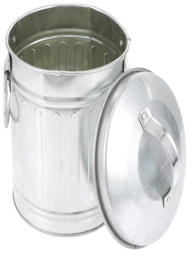 OHPHCALL Mini Metal Trash can with Lid Bucket Shaped Small Wastebasket for Desktop Office Bedroom and Home Use Versatile Storage Barrel for Pens Flowers and Rubbish 7.48X5.70X5.11 Inches - Image 1