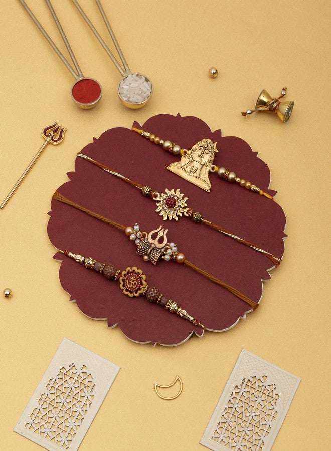 HYPERFOODS DORE Rakhi Set Rakhi Combo Rakhi For Brother Bhaiya Rakhi Combo Rakhi Set Of 4 Rudrakshtam - Image 2