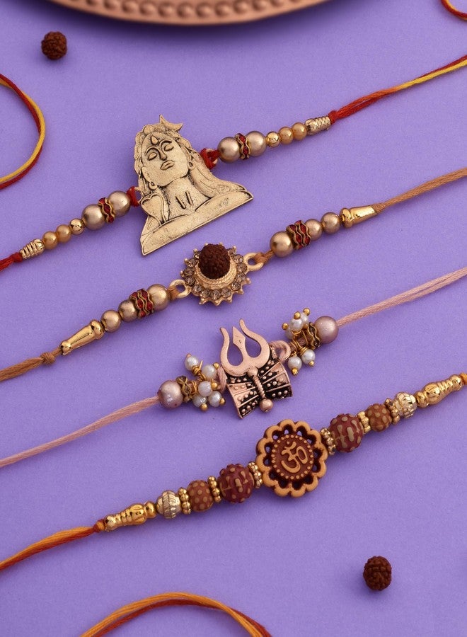 HYPERFOODS DORE Rakhi Set Rakhi Combo Rakhi For Brother Bhaiya Rakhi Combo Rakhi Set Of 4 Rudrakshtam - Image 3